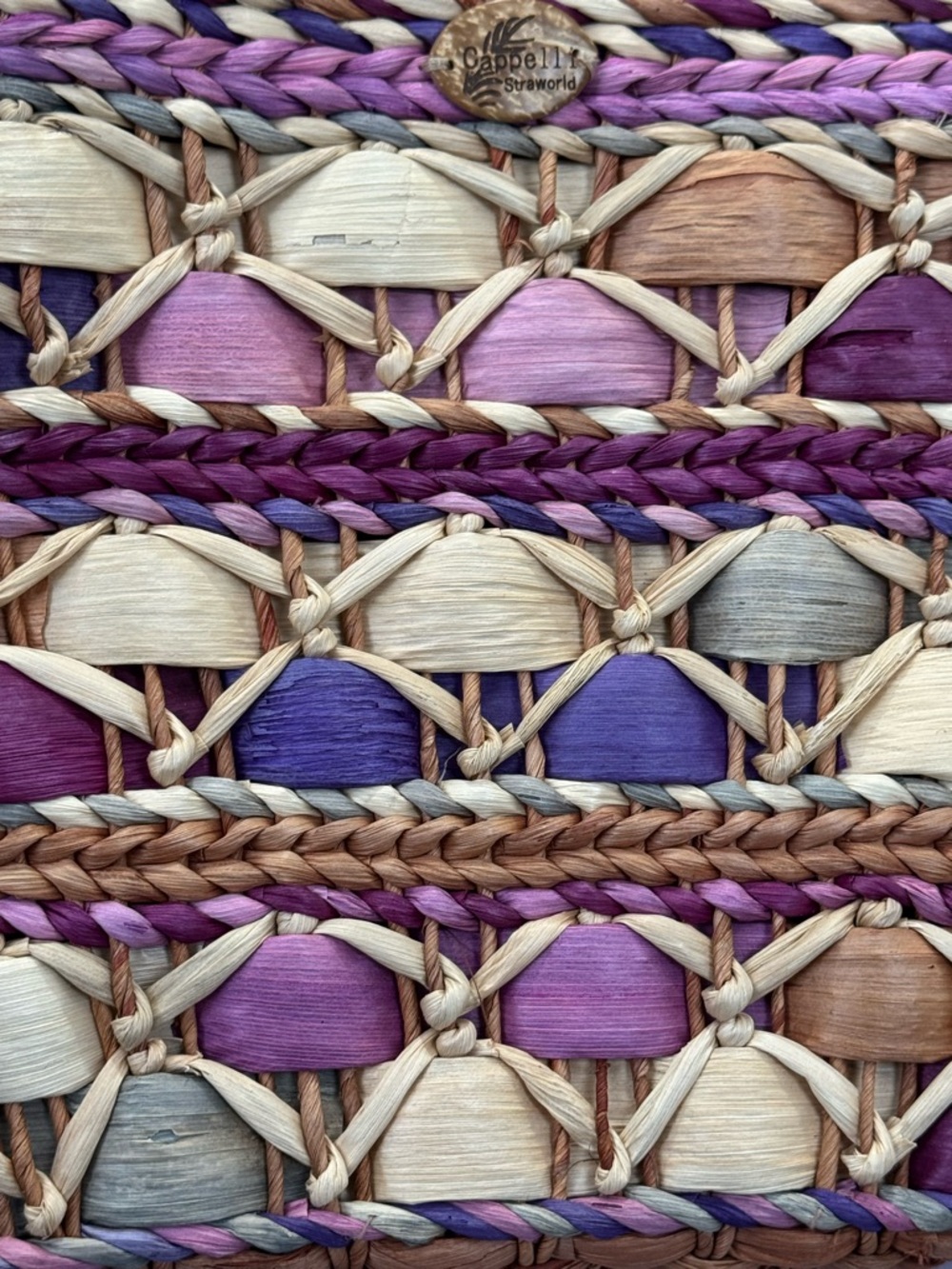 Cappelli Straworld Multicolor Woven Straw Tote — Purple, Pink & Natural - Picture 8 of 12